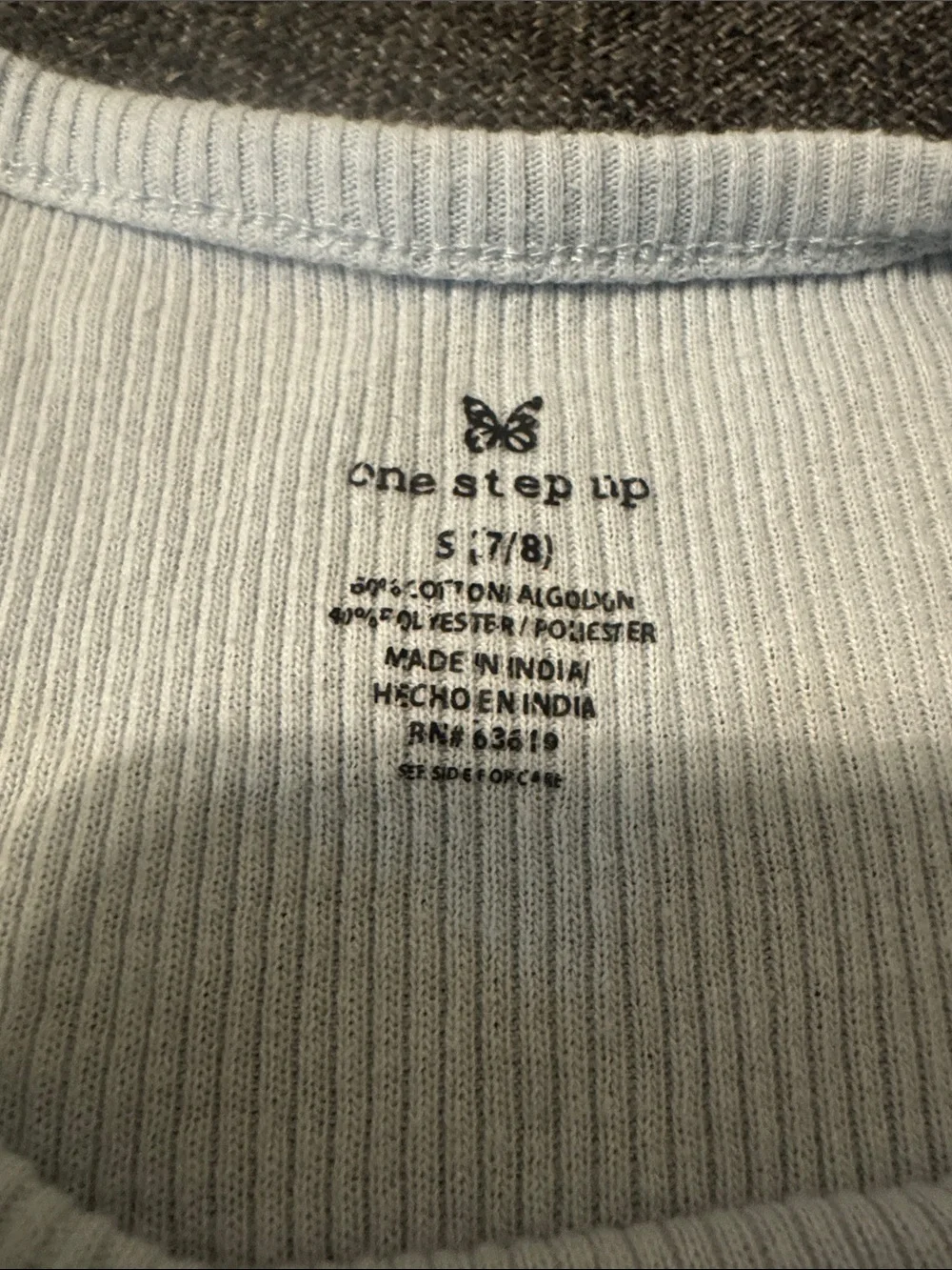 Light Blue Ribbed Short Sleeve Tee - Picture 2 of 3